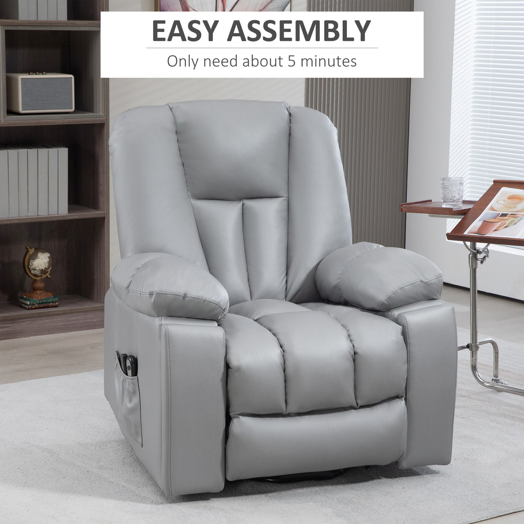 Leathaire Eight Massage Point Armchair, with Reclining Back - Charcoal Grey