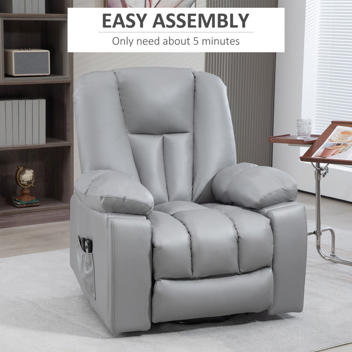 Leathaire Eight Massage Point Armchair, with Reclining Back - Charcoal Grey