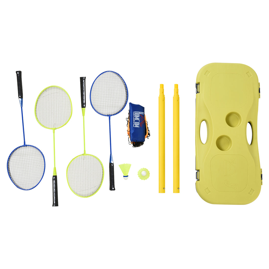 2.8m Portable Folding Badminton Net Set with 4 Badminton Rackets and 2 Nylon Shuttlecocks, for Adults Kids Indoor Outdoor Exercise Training
