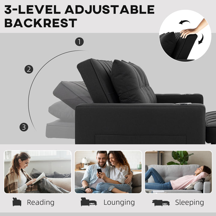 Two-Seater Pull-Out Sofa Bed - Black