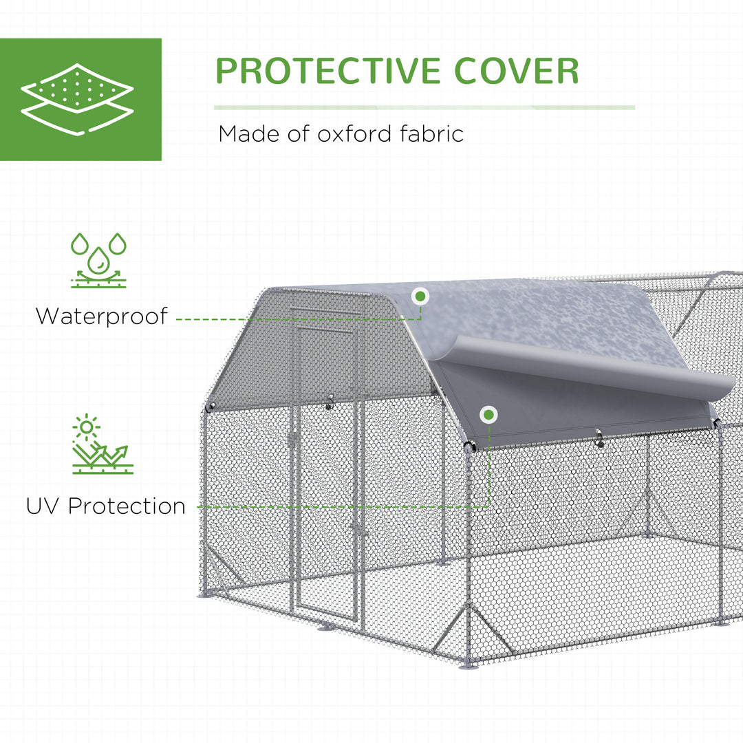 Walk in Chicken Run Chicken Coop Hen House Outdoor with Roof for 10-12 Chickens, 380 x 280 x 195cm