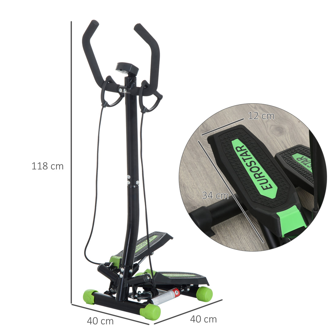 MCL Twister Stepper, Step Machine w/ Resistance Bands, LCD Display and Handlebar, Steppers for Exercise Workout Home Gym Office
