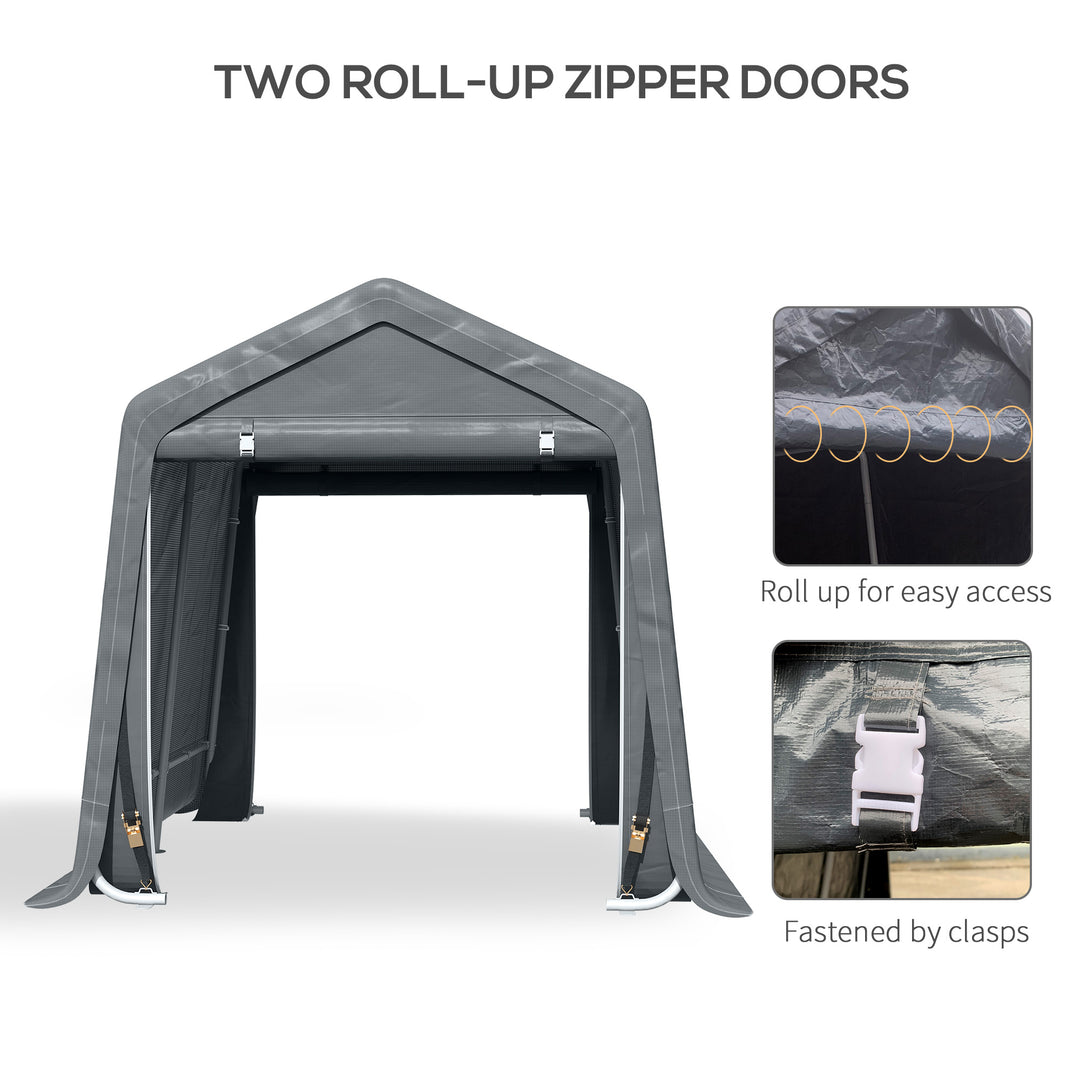 9 X 7.5ft Temporary Outdoor Equipment Shed - Dark Grey