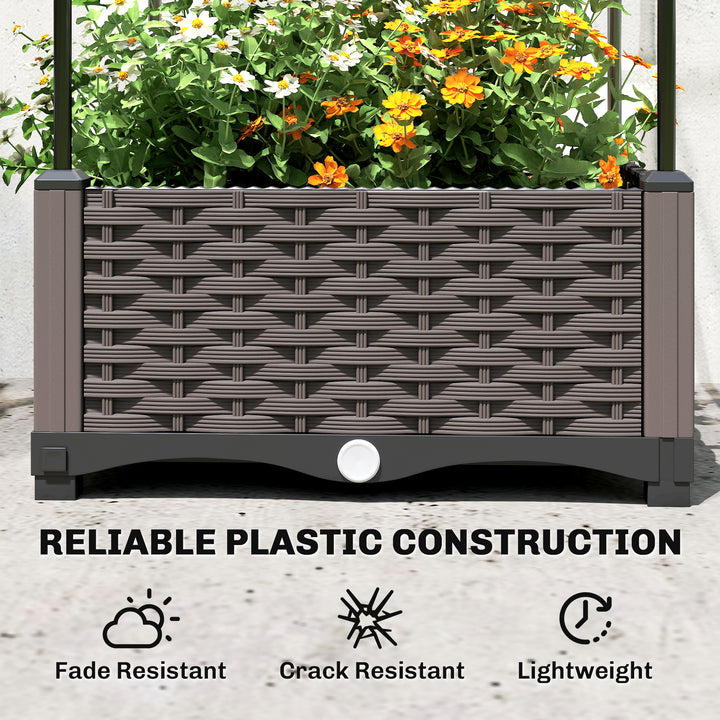 Raised Garden Bed with Trellis, Plastic Planter Box with Drainage Hole