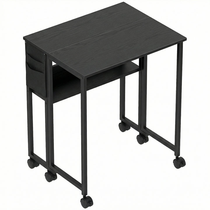 63 cm Drop Leaf Writing Work Desk - Black
