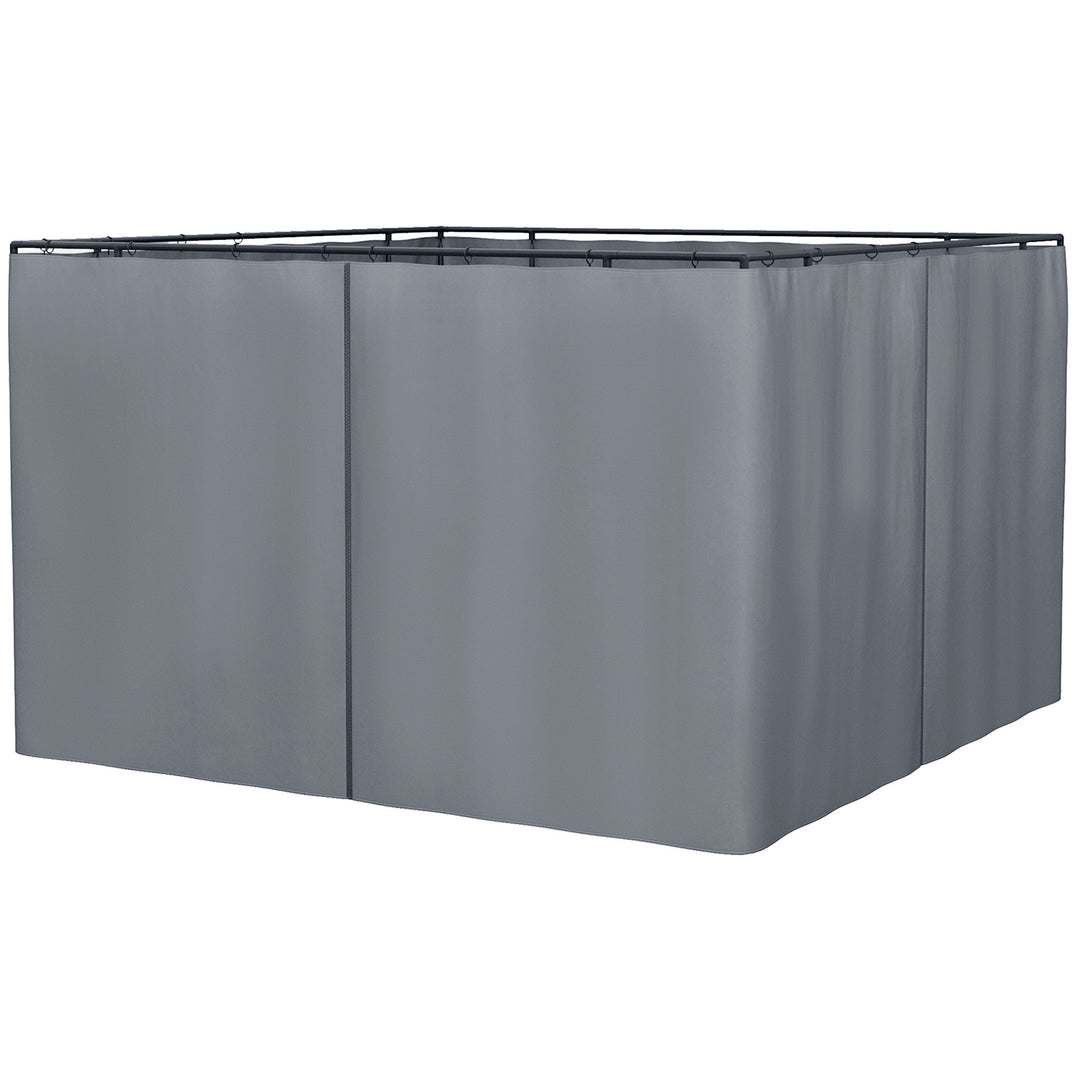 Replacement Gazebo Curtains 4-Panel Sidewalls with Zipper for 3 x 3 (M) Yard Gazebos Canopy Tent, Dark Grey