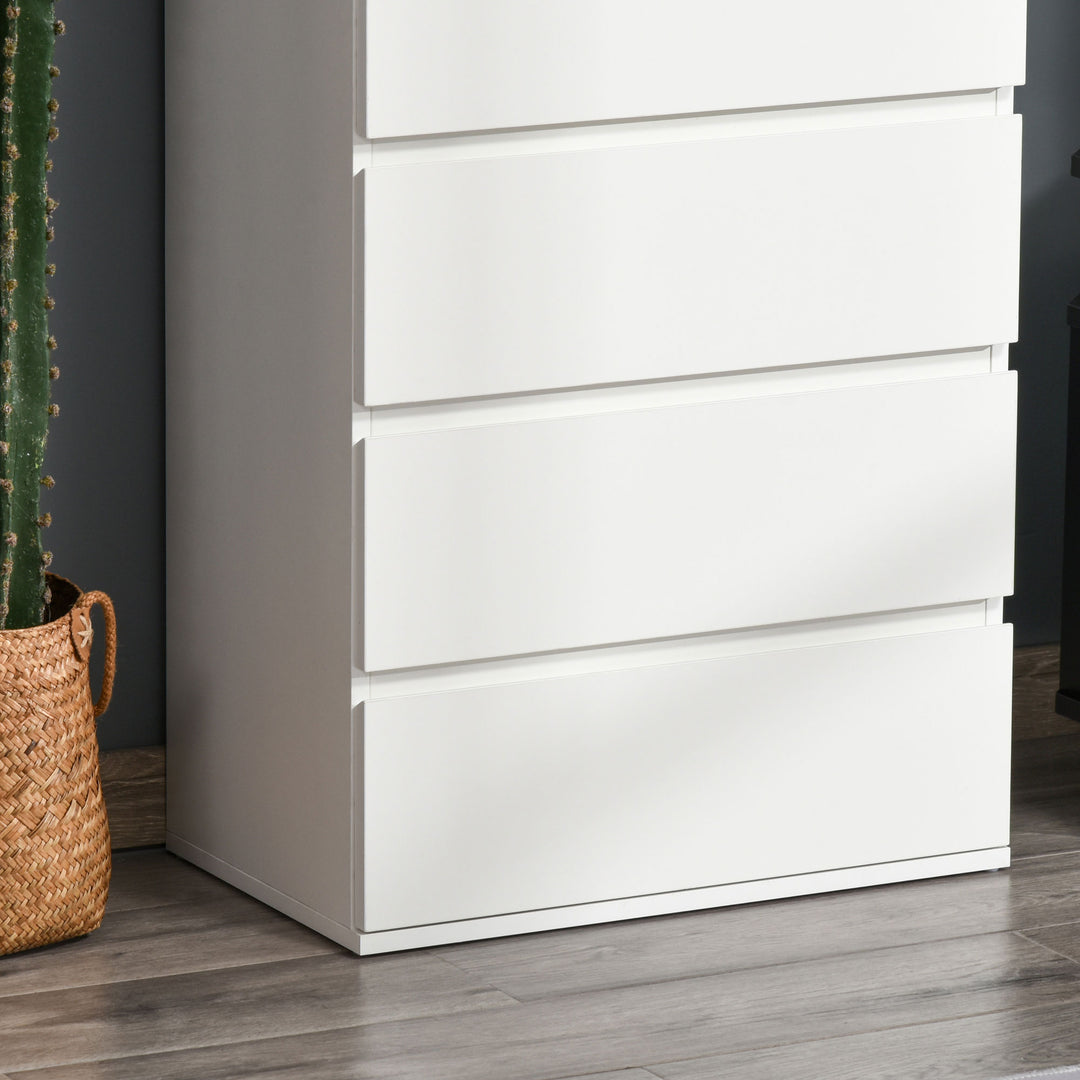 HOMCOM Chest of Drawers: 5 Drawer Storage Cabinet, Freestanding Tower Unit, Bedroom & Lounge, Pristine White