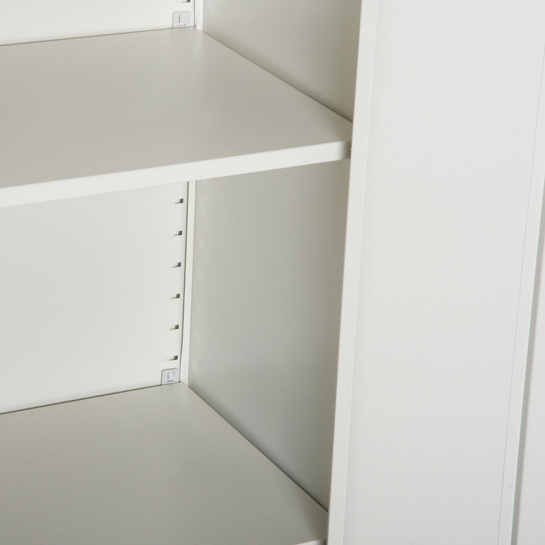 Cool Rolled Steel Tall Office Lockable Filing Cabinet 2 Doors 4 Internal Adjustable Shelves Bookcase Cabinet Storage Unit 80 L x 40 W x 184 cm