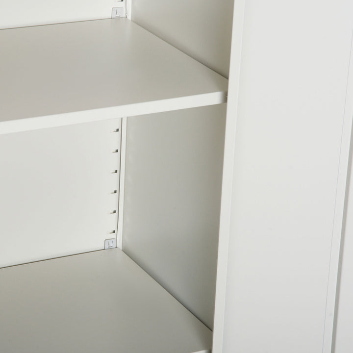 Cool Rolled Steel Tall Office Lockable Filing Cabinet 2 Doors 4 Internal Adjustable Shelves Bookcase Cabinet Storage Unit 80 L x 40 W x 184 cm