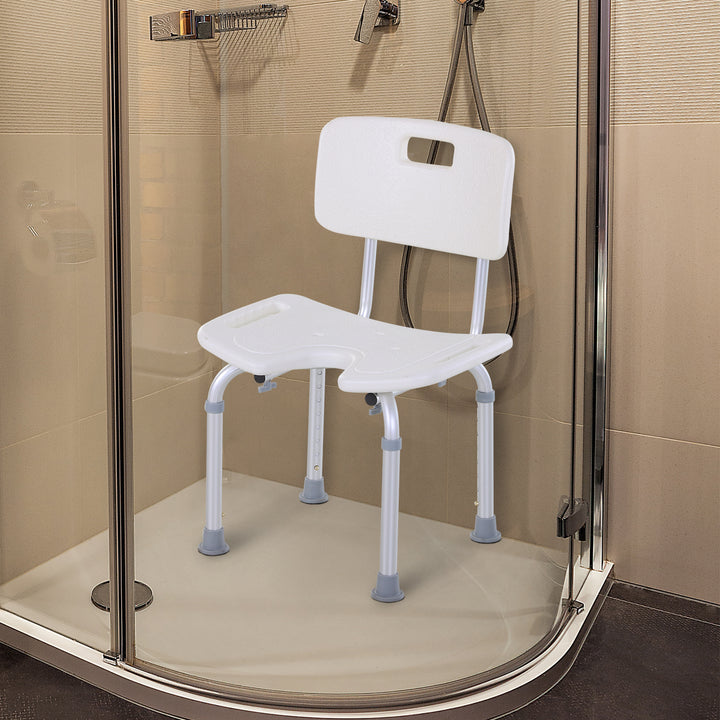 MCL 8-Level Height Adjustable Bath Stool Spa Shower Chair Aluminum w/ Non-Slip Feet, Handle for the Pregnant, Old, Injured