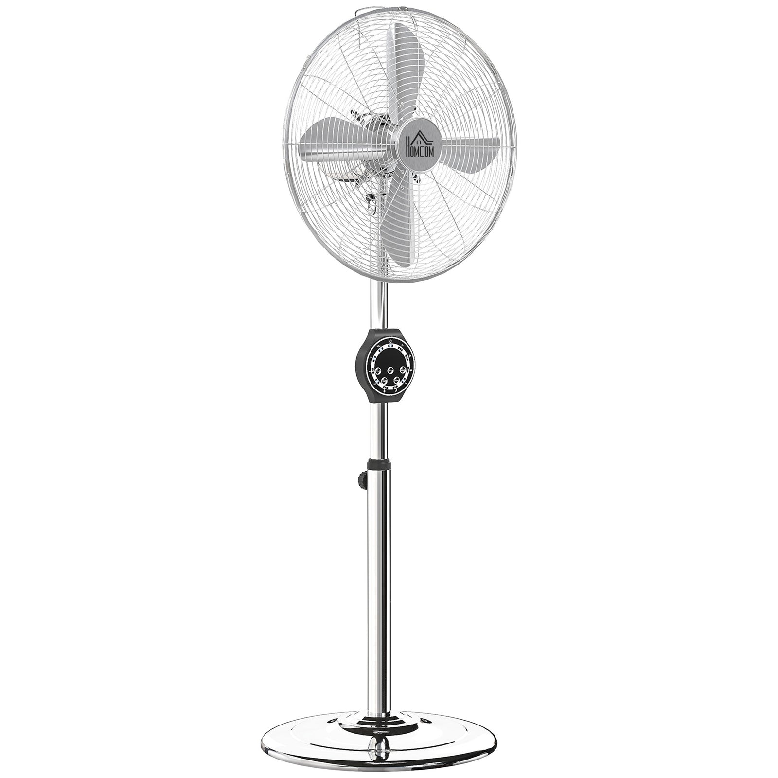 16" Metal Pedestal Fan with Oscillating, Adjustable Height - Silver Tone
