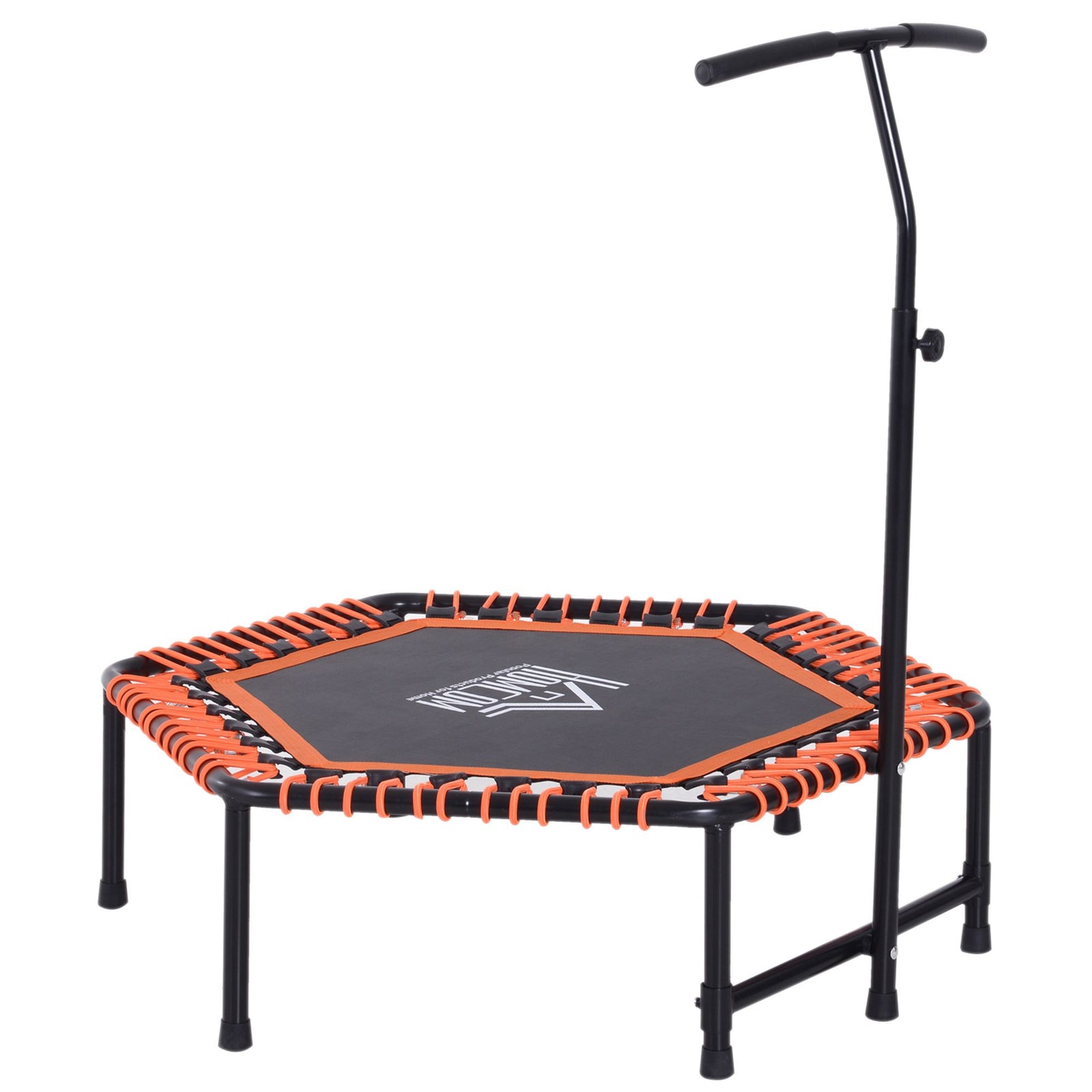 Mini Trampoline W/Adjustable Handle Bar - Black/Orange