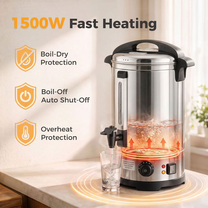 13L Catering Urn, 2500W Stainless Steel Hot Water Boiler Dispenser wit