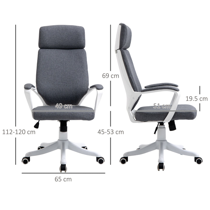 Office Chair, Ergonomic Desk Chair, High Back Study Chair with Headrest and Lumbar Back Support, Adjustable Height for Home and Work, Grey
