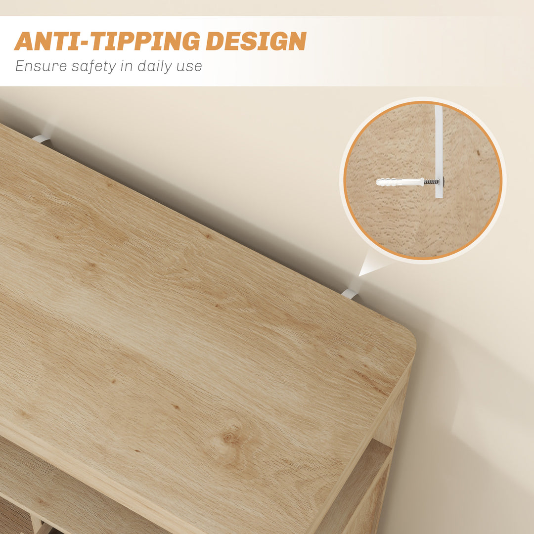 Small Sideboard with Drawers and Adjustable Shelf - Nature Wood Finish
