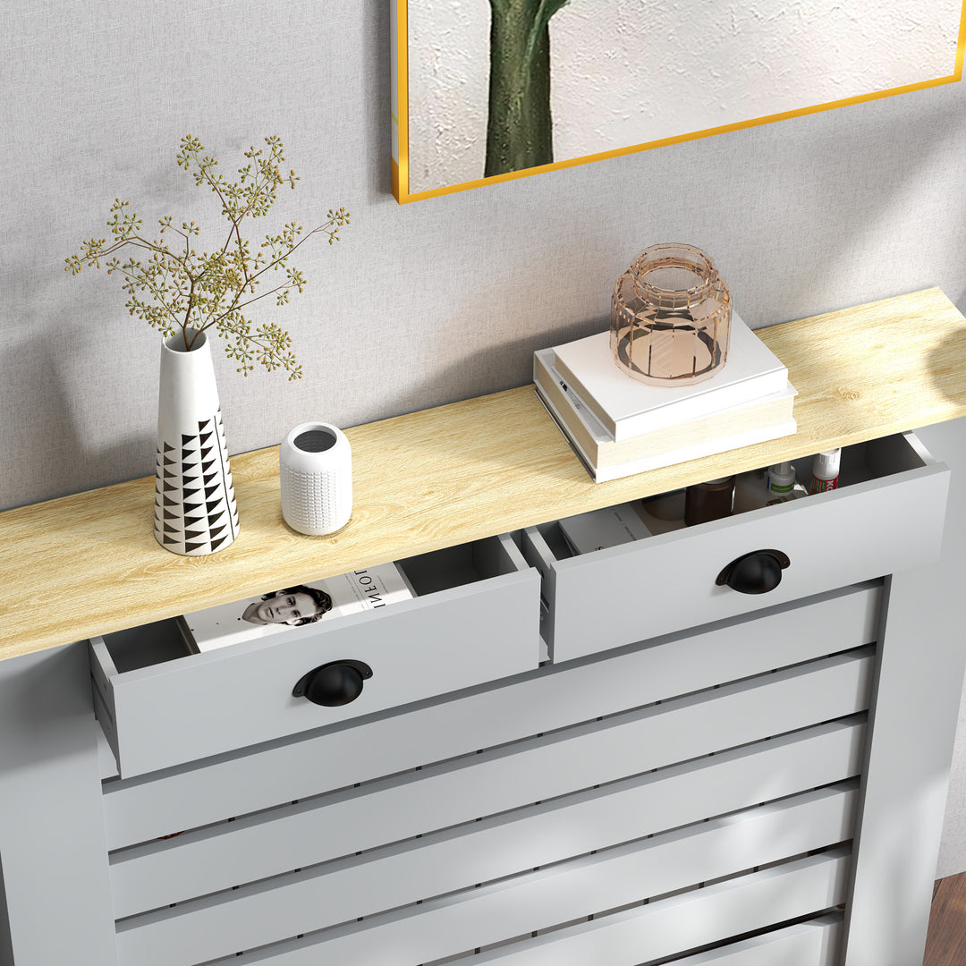 95.5H x 111Wcm Radiator Cover, with Drawer - Grey