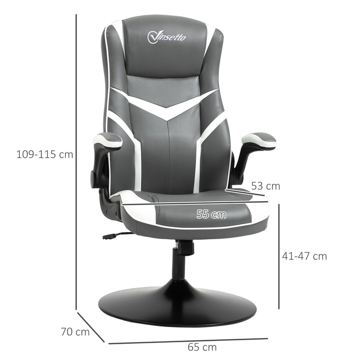 Gaming Chair Ergonomic Computer Chair with Adjustable Height Pedestal Base, Home Office Desk Chair PVC Leather Exclusive Swivel Chair Grey