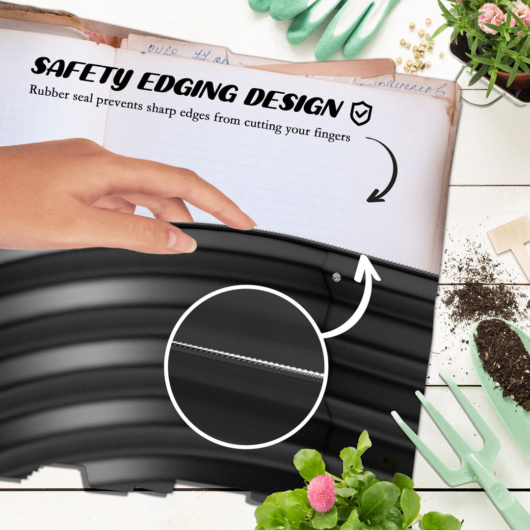 Galvanised Raised Garden Bed, Metal Planter Box with Safety Edging, for Flowers, Herbs, Succulents, Pack of 2, Dark Grey