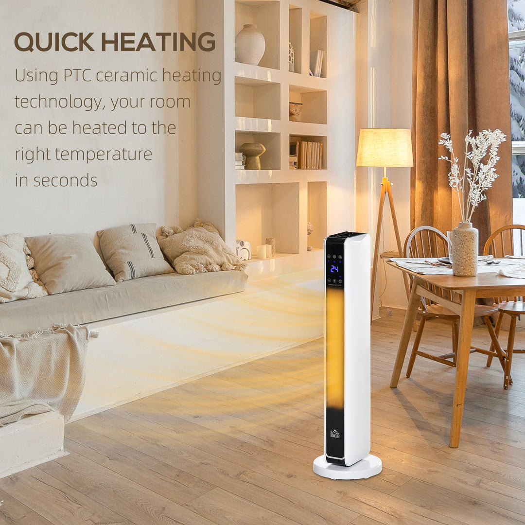 1100W/2200W Space Heater with 65° Oscillation & 8-Hour Timer and Overheat & Tip Over Protection, Room Heater with 2 Heat and Fan for Bedroom, 29 inch