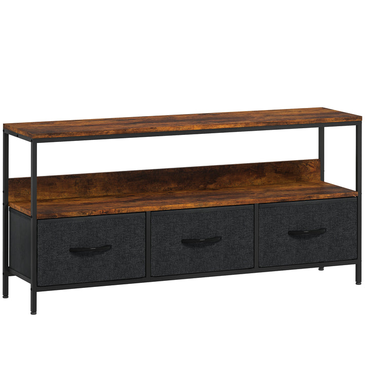 TV Stand Cabinet with 3 Foldable Drawers - Rustic Brown