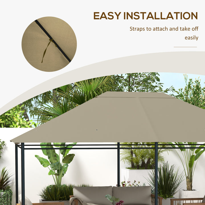 Outsunny 3 x 4m Gazebo Canopy Replacement Cover, Gazebo Roof Replacement (TOP COVER ONLY), Khaki