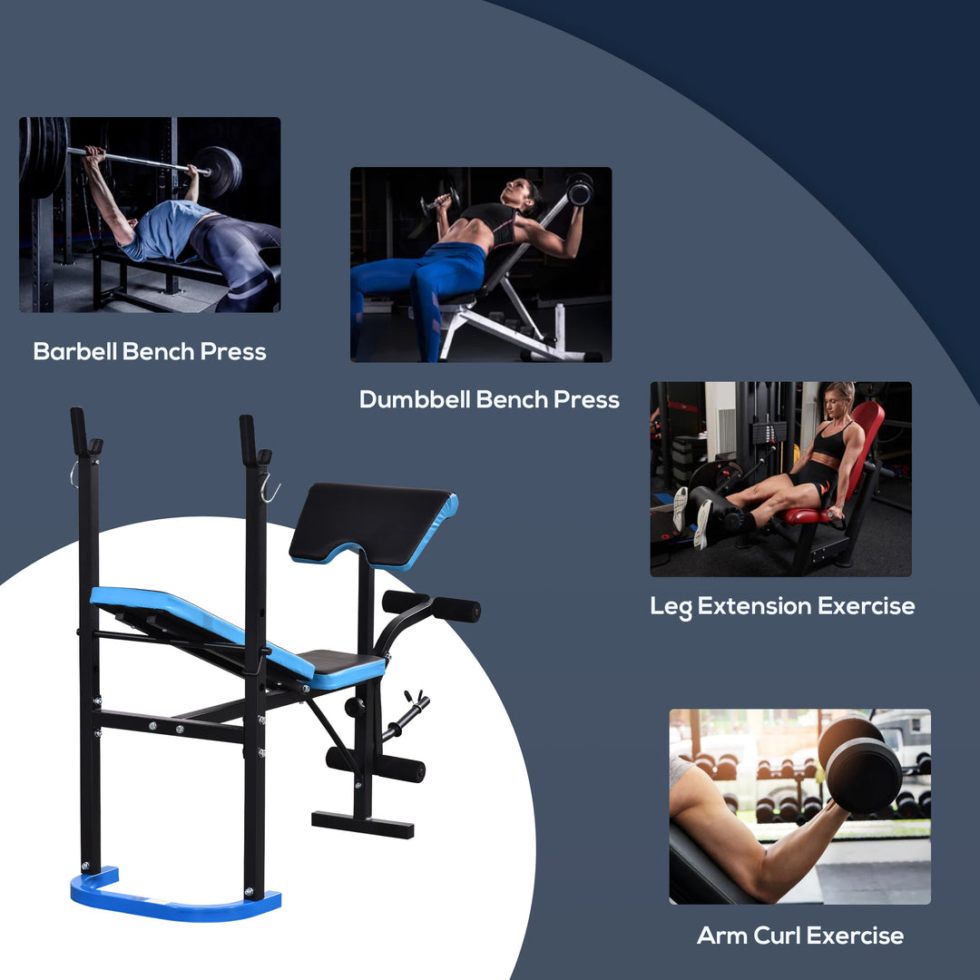 Adjustable Weight Bench with Leg Developer Barbell Rack for Lifting and Strength Training Multifunctional Workout Station for Home Gym Fitness, Black