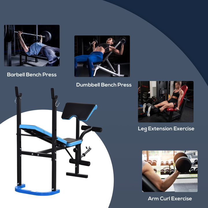 Adjustable Weight Bench with Leg Developer Barbell Rack for Lifting and Strength Training Multifunctional Workout Station for Home Gym Fitness, Black