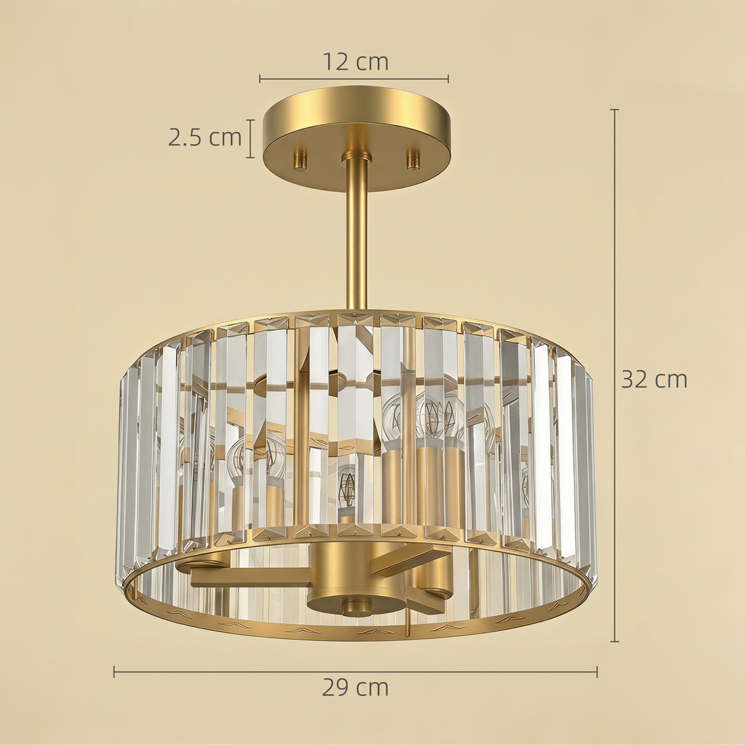 Semi Flush Mount Modern Crystal Chandelier Ceiling Light, Crystal Ceil