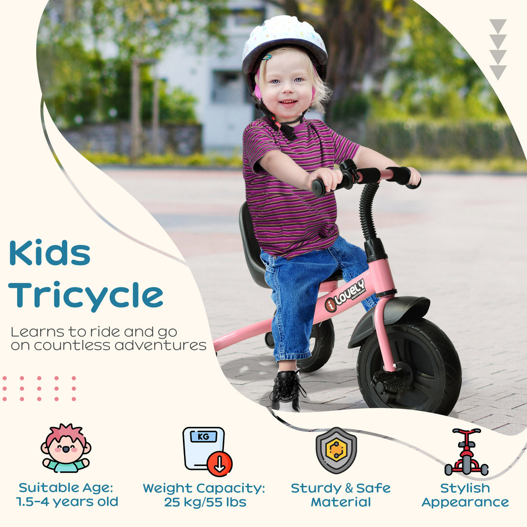 HOMCOM Toddler Trike: Pedal-Powered Adventure for Little Riders, Sturdy Frame, Vibrant Pink | Aosom UK