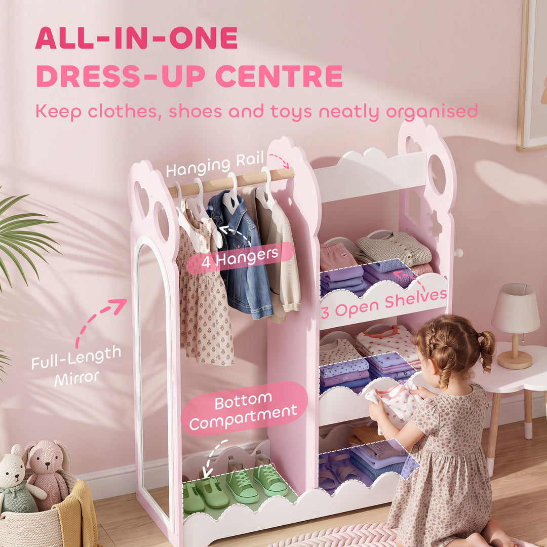 Kids Wardrobe, Children Dress Up Storage with Mirror, Clothes Rail - view 4