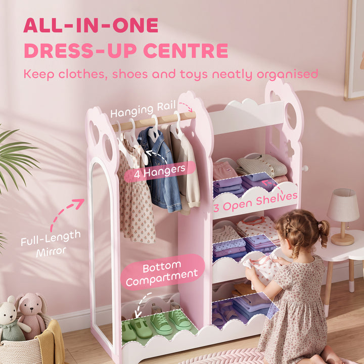 Kids Wardrobe, Children Dress Up Storage with Mirror, Clothes Rail - view 4