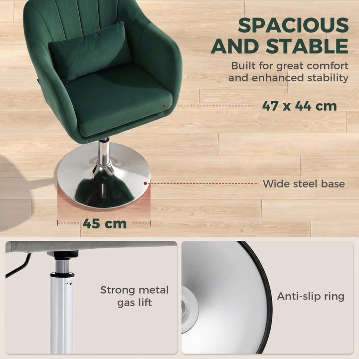 Retro Velvet Swivel Tub Chair with Steel Frame, Cushion Seat, Dark Gre