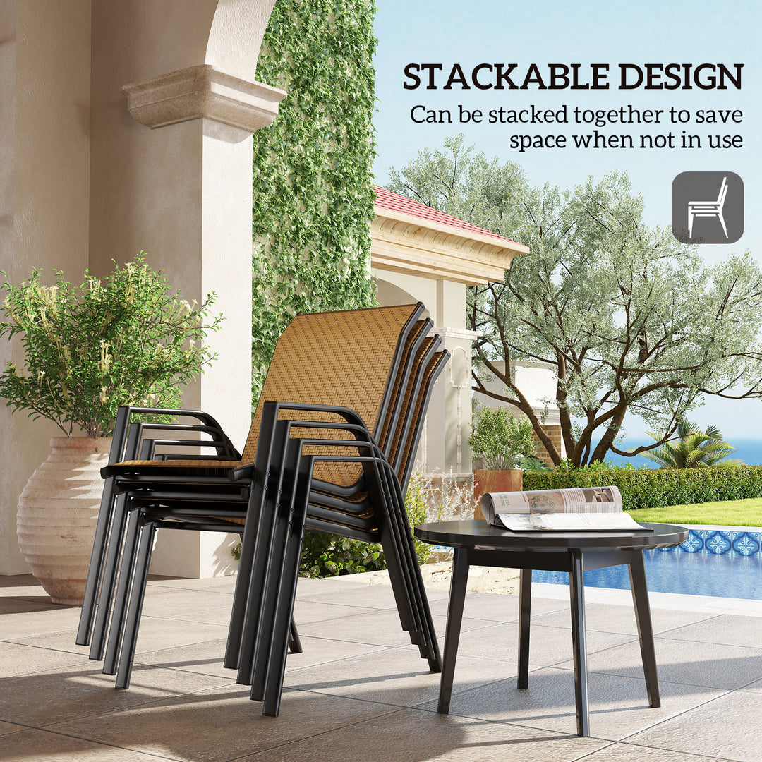 Four-Piece Stacking Rattan Garden Seat Set - Khaki