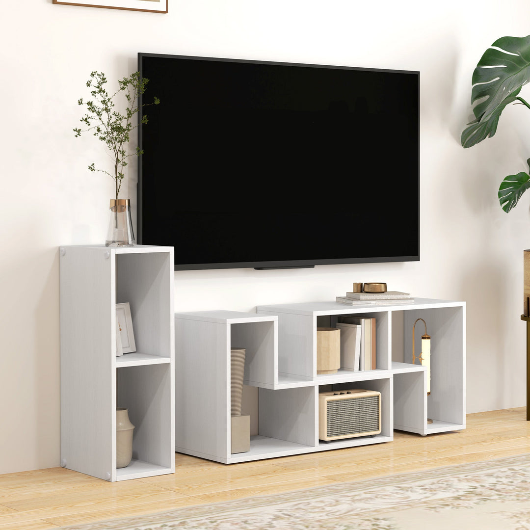 TV Stand for TVs up to 75 Inches, Free Combination TV Unit with Storage Shelves, Extendable Entertainment Centre for Living Room, Wood Grain