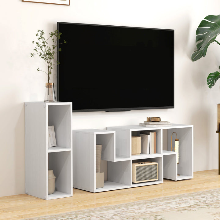 TV Stand for TVs up to 75 Inches, Free Combination TV Unit with Storage Shelves, Extendable Entertainment Centre for Living Room, Wood Grain