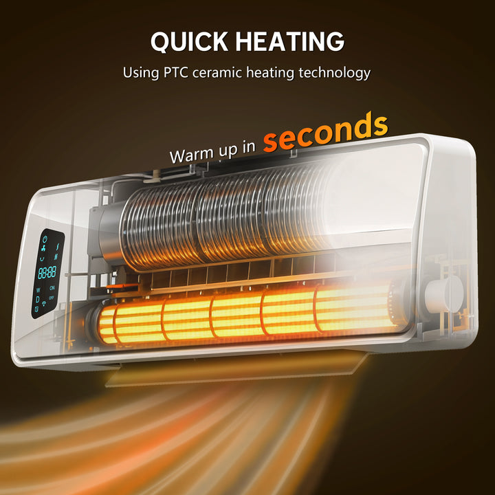 2000W Ceramic Electric Heater with Fan, Adjustable Thermostat, Wall Mo