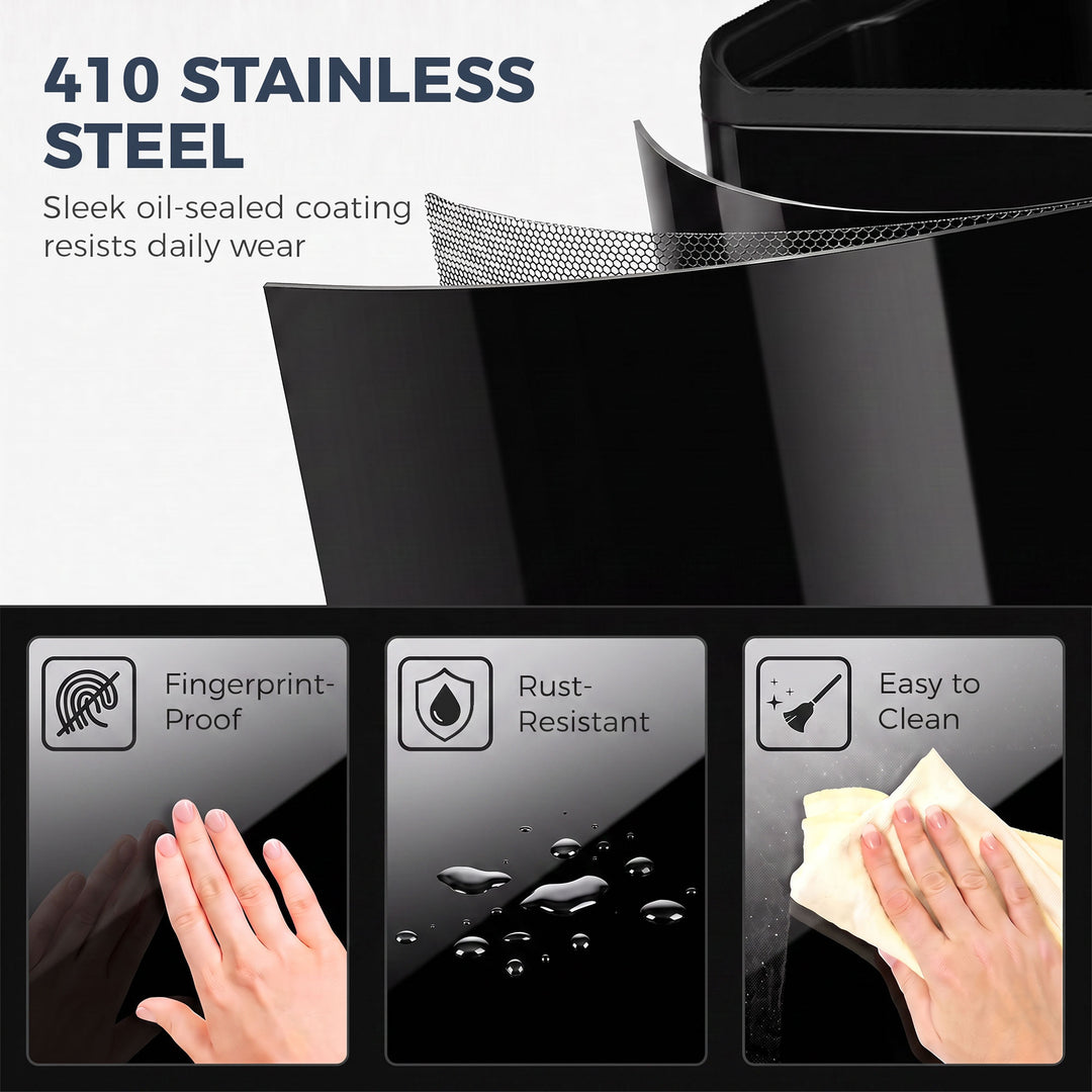 2 x 30L Double Kitchen Bin, Stainless Steel Pedal Rubbish Bin with - view 6
