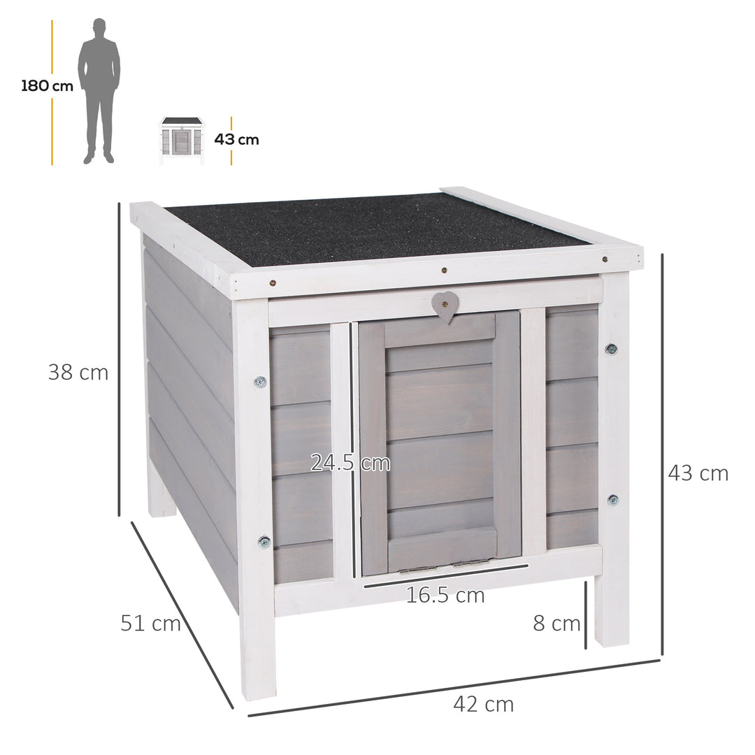 Wooden Rabbit Hutch Outdoor, Guinea Pig Hutch, Rabbit Hideaway, Cat House, Bunny Cage Small Animal House 51 x 42 x 43 cm, Grey
