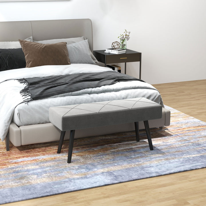 End of Bed Bench with X-Shape Design and Steel Legs, Upholstered Hallway Bench for Bedroom