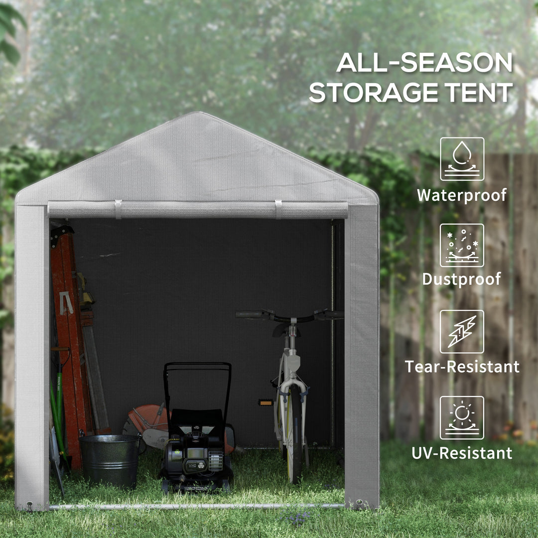 1.6 x 2.2m Garden Storage Shed Tent, with Accessories - Light Grey