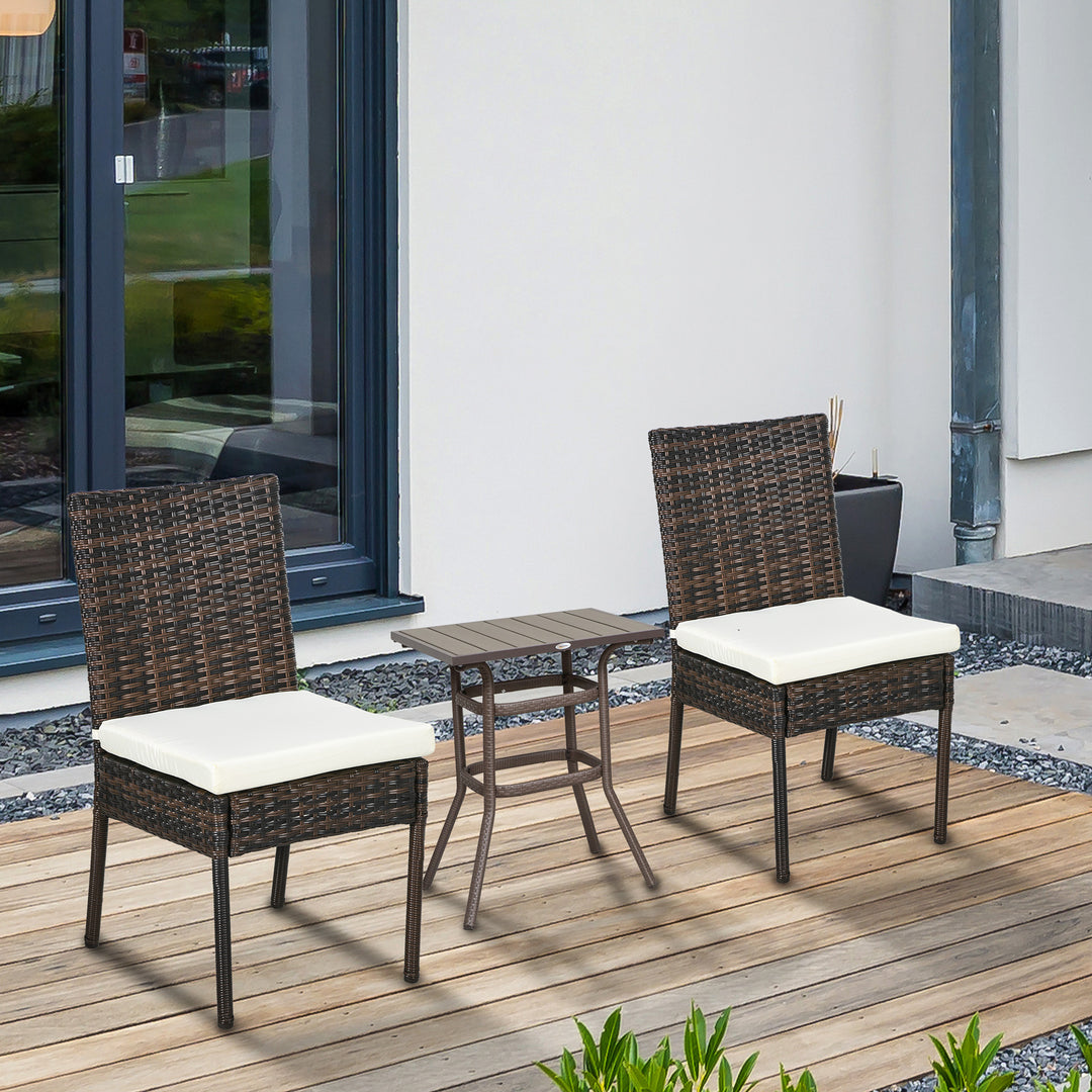 Outsunny Set of Two Armless Rattan Garden Chairs - Brown | Aosom UK