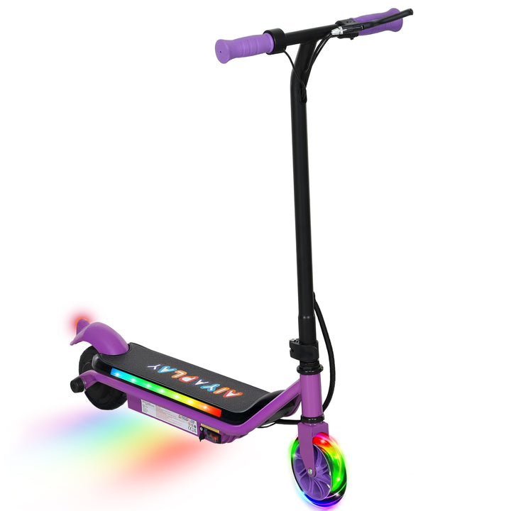 Electric Scooter for Kids Ages 6-14, with Dual Brakes, Flash Wheel and Colourful Light, Kids Electric Scooter E Scooter, Up to 12 KM/H & 10 KM, Purple