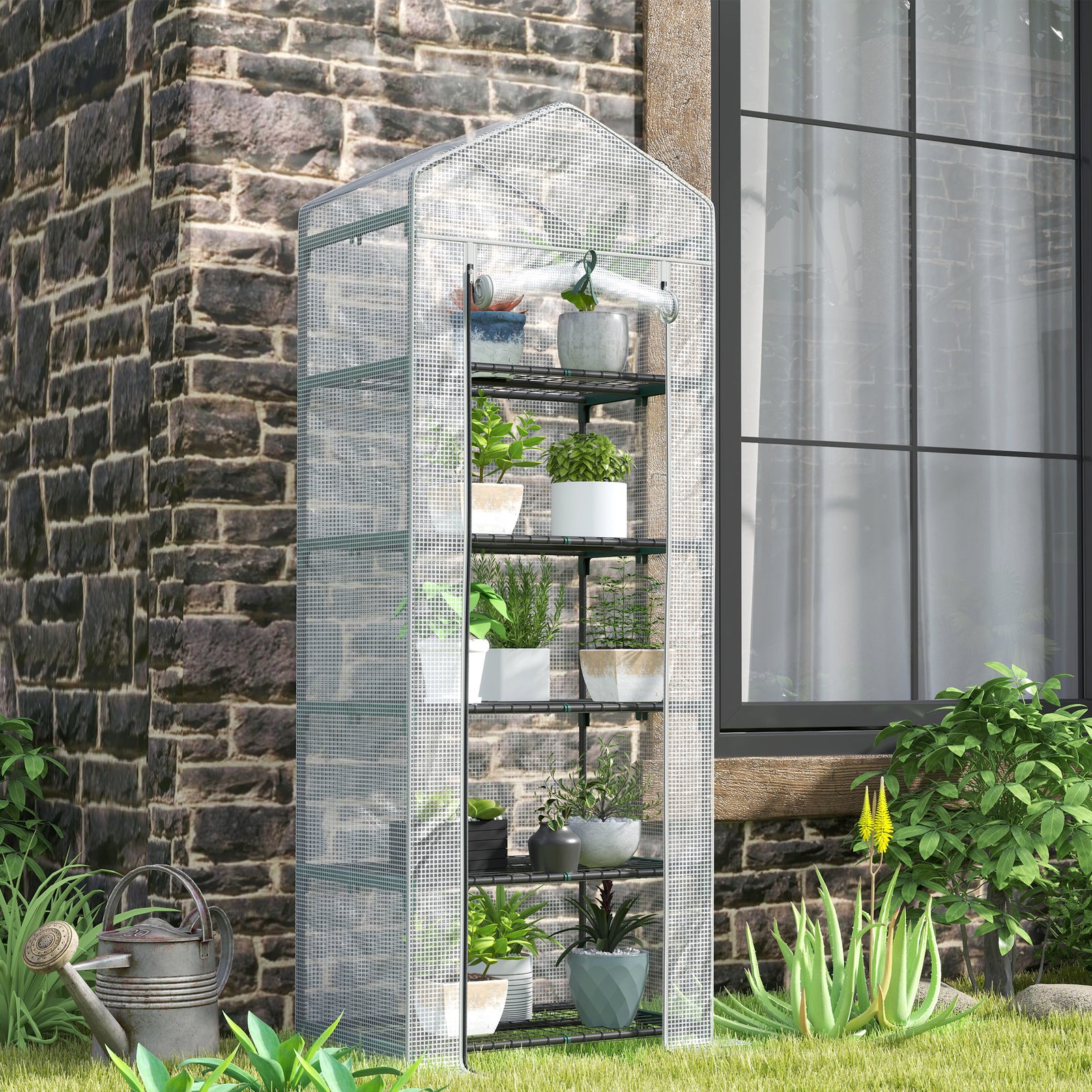 193cm Five Shelf Mini Greenhouse - White
