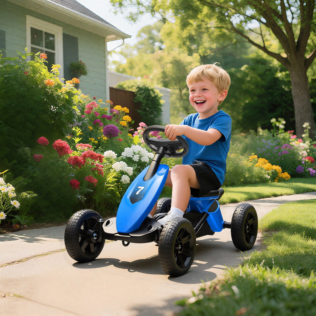 AIYAPLAY Pedal Go Kart for Kids 2-5 Years, with Silent EVA Wheels, Metal Frame