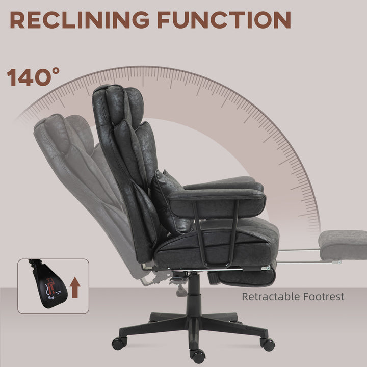 Office Chair with 6 Point Massage and Heat, Ergonomic Desk Chair with Foot Rest, Lumbar Support, Reclining Function and Wide Seat, Height-Adjustable High Back Swivel Rolling for Home, Black