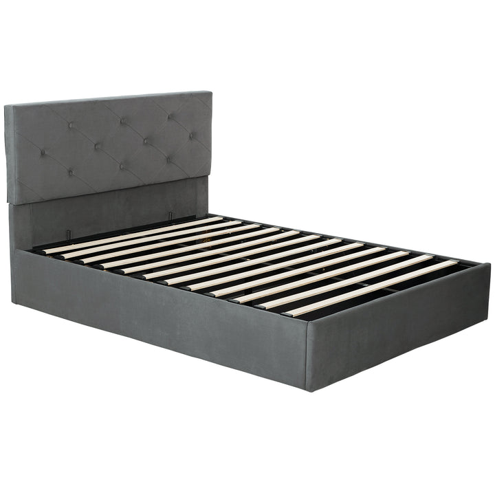 Double Bed Frame Gas End Lift Under Bed Storage Upholstered Platform B