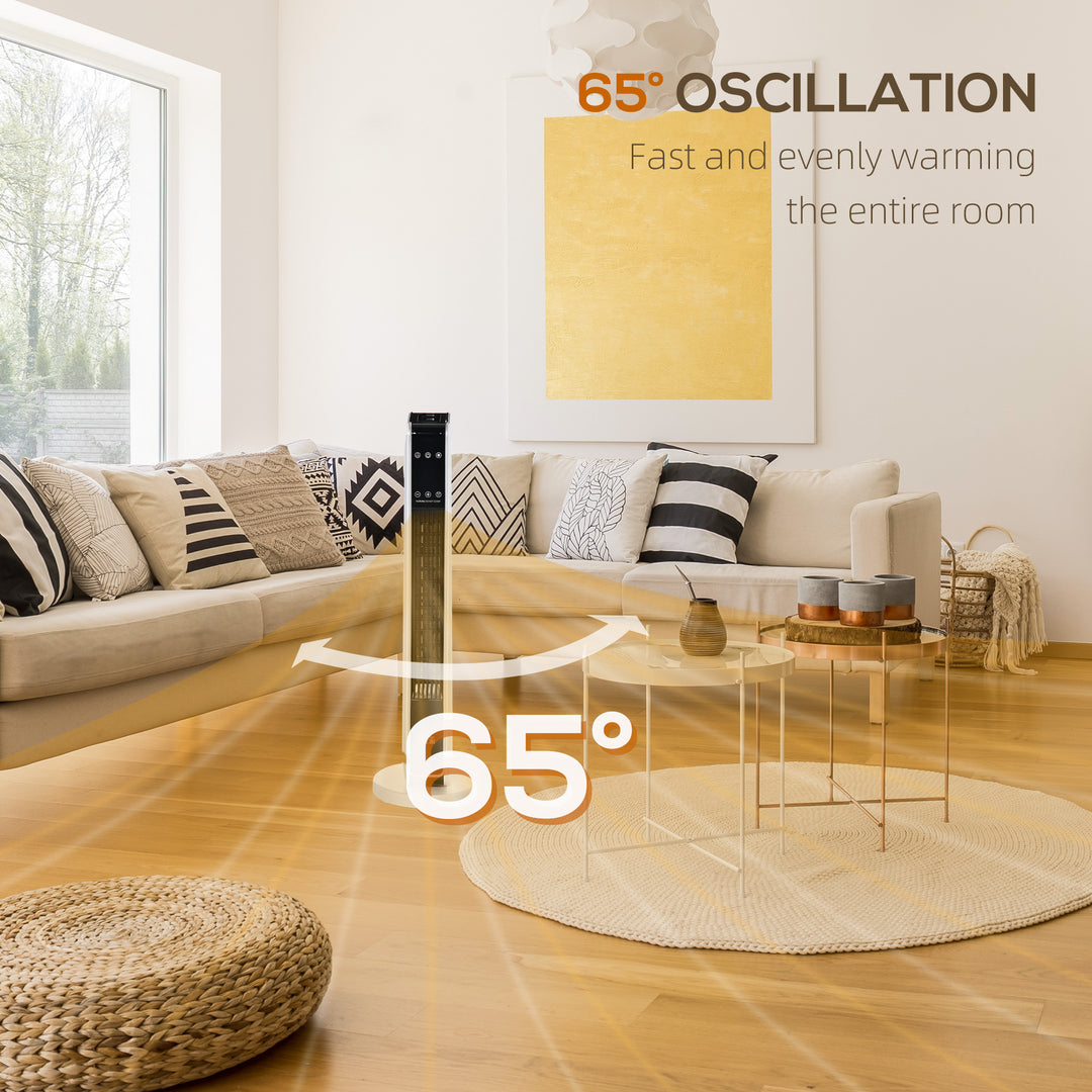 1100W/2200W Space Heater with 65° Oscillation & 8-Hour Timer and Overheat & Tip Over Protection, Room Heater with 2 Heat and Fan for Bedroom, 29 inch