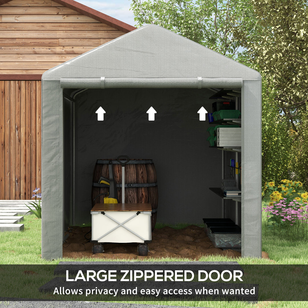 1.6 x 2.2m Garden Storage Shed Tent, with Accessories - Light Grey