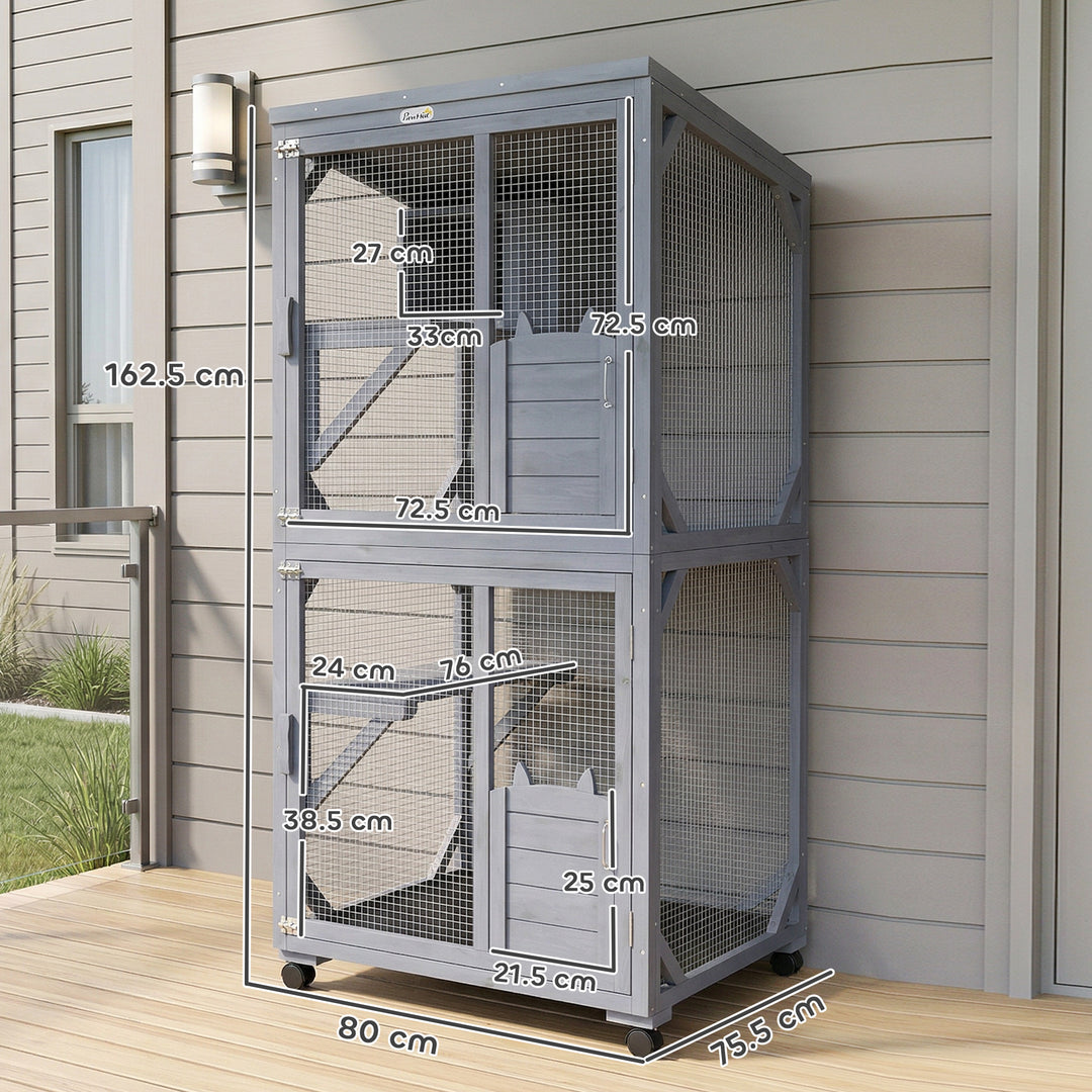 Movable Outdoor Catio with Resting Box, 3 Jumping Platforms, Waterproo