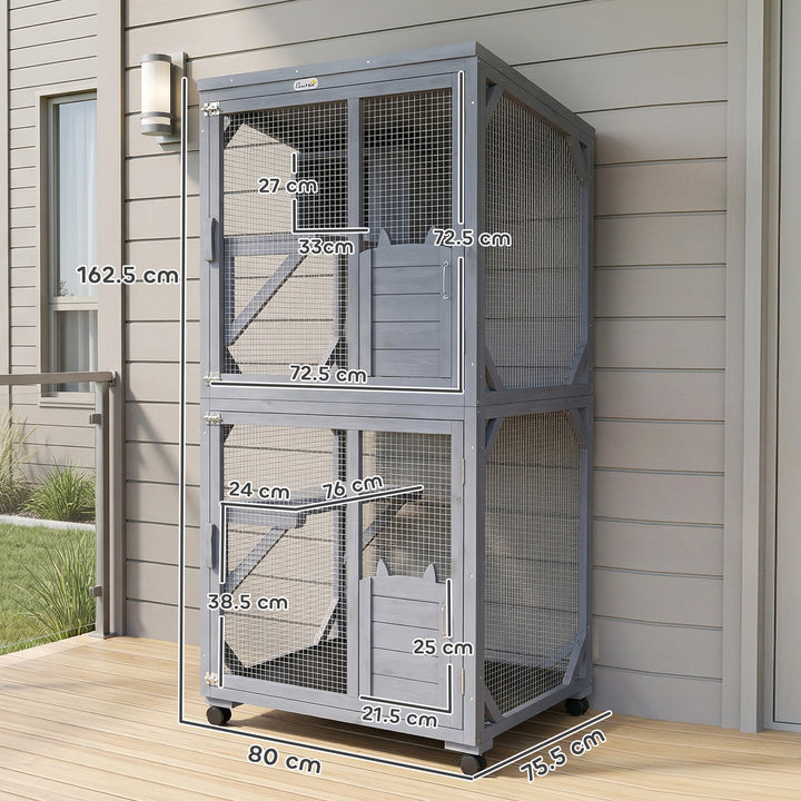 Movable Outdoor Catio with Resting Box, 3 Jumping Platforms, Waterproo